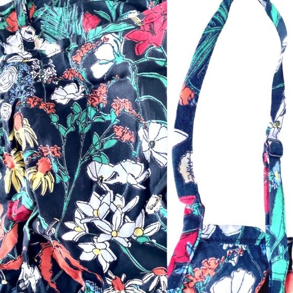 ✨HP✨🆕 RVCA | Vibrant Black & Turquoise Floral Tracker Crop Tank Top. - Picture 9 of 12